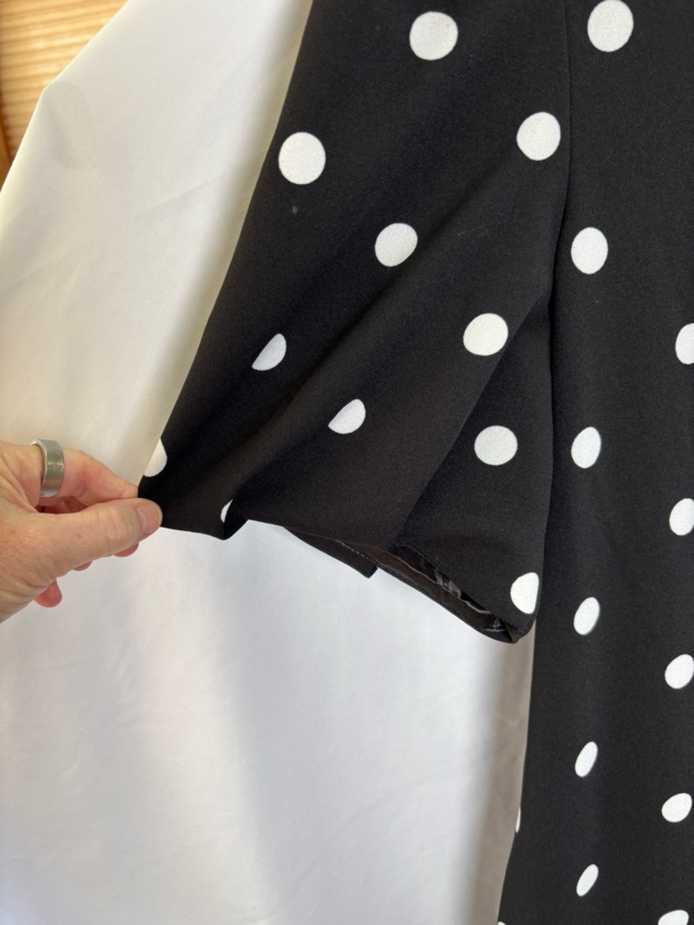 Sami & Jo Navy White Polka Dot Short Sleeve Kentucky Derby Midi Dress Women’s L - Picture 8 of 9